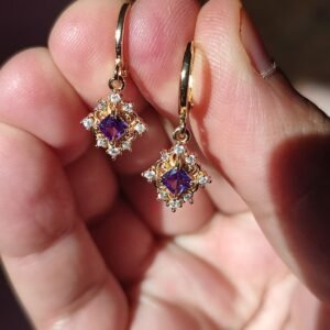 Purple gold plated earrings design United Kingdom